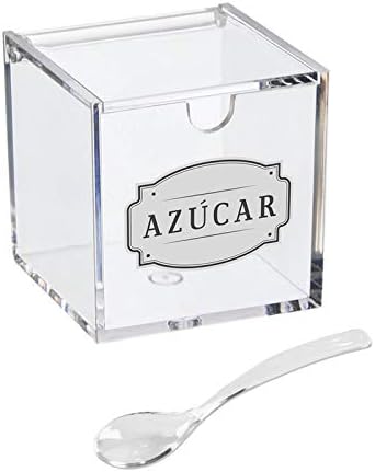 Home Gadgets Azucarero Cocina con Tapa Original Acrilico con Cuchara 16 cm