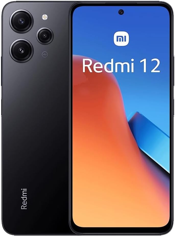 Xiaomi Redmi 12 4G – Smartphone de 4+128GB, Pantalla de 6,79″ FHD+ AdaptiveSync 90 Hz, MediaTek G88, Triple cámara de 50MP, NFC, batería de 5000 mAh, Negro (Versión ES)