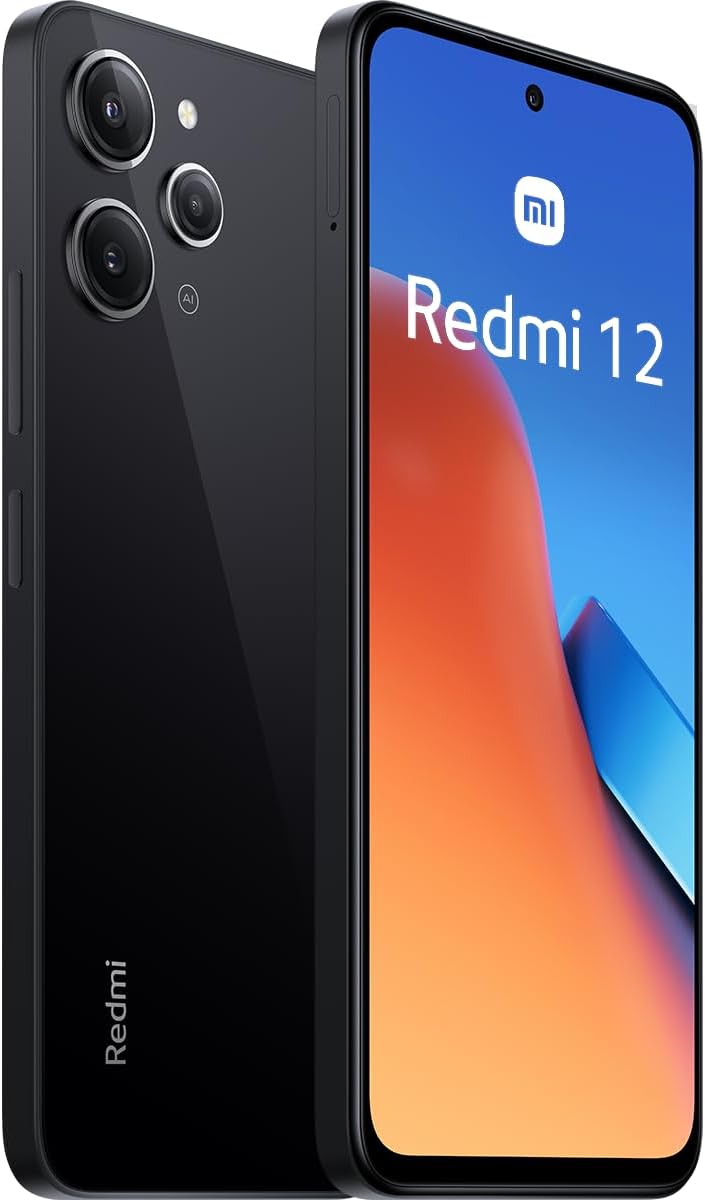 Xiaomi Redmi 12 4G – Smartphone de 4+128GB, Pantalla de 6,79″ FHD+ AdaptiveSync 90 Hz, MediaTek G88, Triple cámara de 50MP, NFC, batería de 5000 mAh, Negro (Versión ES)