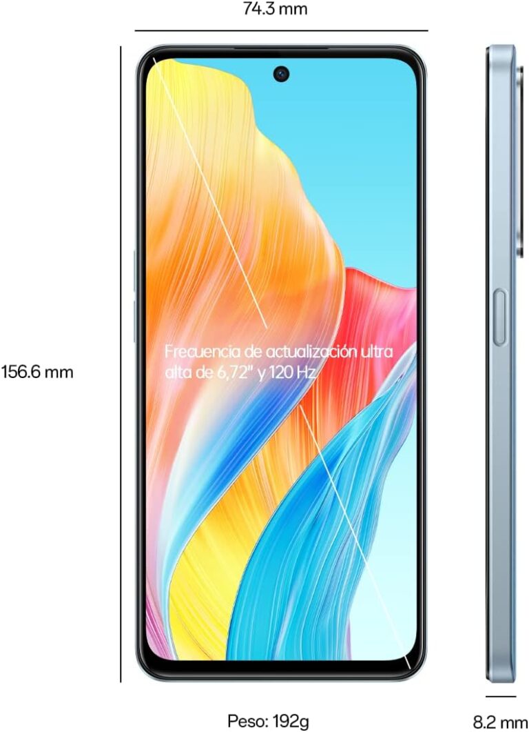 OPPO A98 5G – Smartphone Libre, 8GB+256GB, Pantalla 6,7”, Cámara 64+2+32MP, Cámara Microscopio, Android, Batería 5000mAh, Carga Rápida 67W – Azul