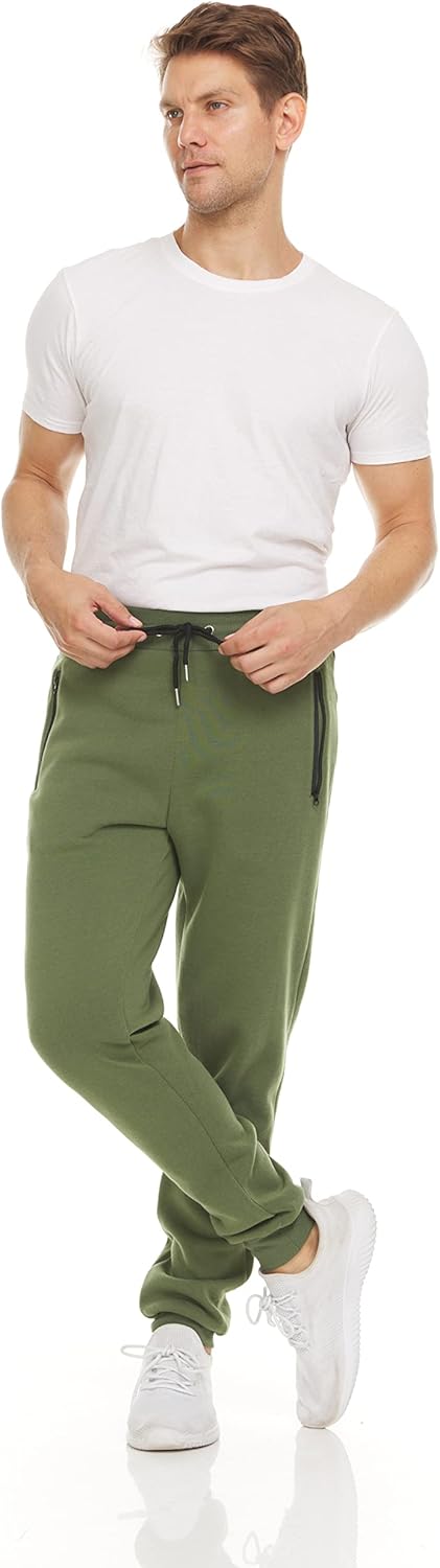 PURE CHAMP Paquete de 3 pantalones deportivos de forro polar para hombre, con bolsillo con cremallera y cordón, tallas S-3XL