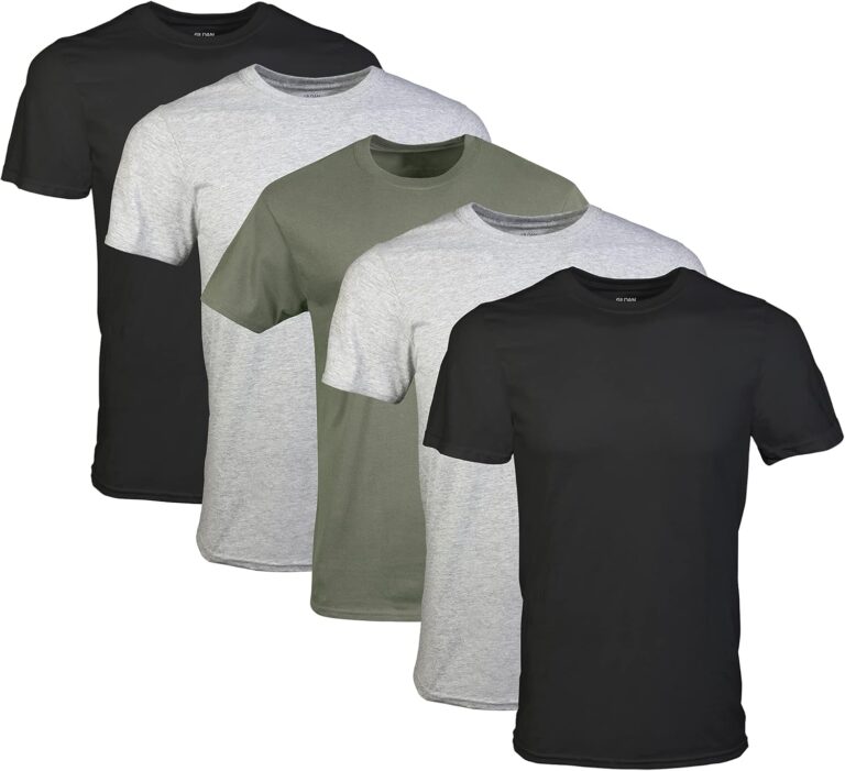 Gildan – Camiseta para hombre, estilo G1100 (paquete de varias unidades), Negro/Sport Gris/Military Green (5 unidades), Large