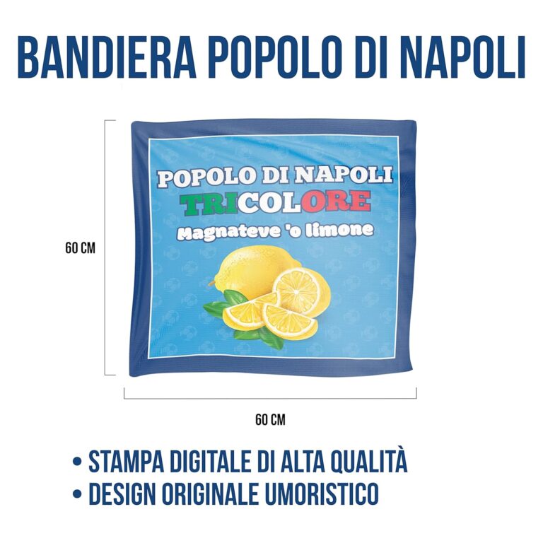 MAGNATEVE ‘O LIMONE Bandera Pueblo de Nápoles 2023 Original – Bandera 60 x 60 cm Gadgets Idea Regalo Fútbol Fútbol Originales – Ideas de regalos divertidos para aficionados